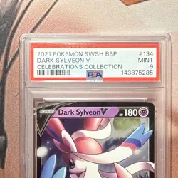 2021 POKEMON SWSH BLACK STAR PROMO CELEBRATIONS COLL #134 DARK SYLVEON V PSA 9 - Image 3