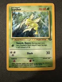 Scyther 10/64 Jungle Set Unlimited Holo Rare - LP - Pokemon WOTC TCG - Image 1
