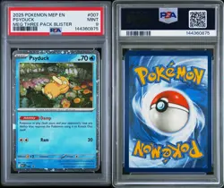 2025 POKEMON MEP MEGA EVOLUTION THREE PACK BLISTER #007 PSYDUCK PSA 9 MINT HOLO - Image 3