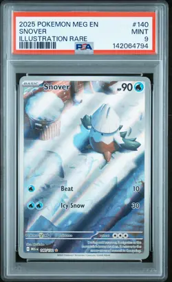 142064794 Snover 2025 Pokemon Mega Evolution #140 Illustration Rare PSA 9 - Image 1