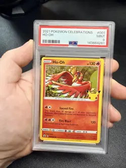 2021 Pokemon Ho-Oh Holo Rare 001/025 Celebrations PSA 9 Fresh Grade - Image 1
