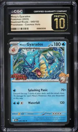 2025 POKEMON DESTINED RIVALS PRERELEASE #049 MISTY'S GYARADOS CGC 10 PRISTINE - Image 1