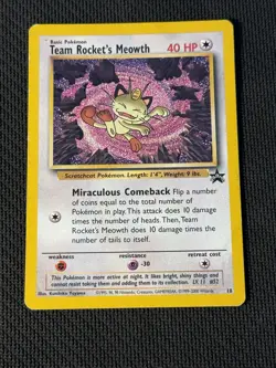 Team Rocket's Meowth 18 Promo WOTC Pokemon - Image 1