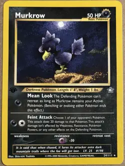 NM 2000 Pokemon Neo Genesis 1st Edition Murkrow #24/111 - Image 1