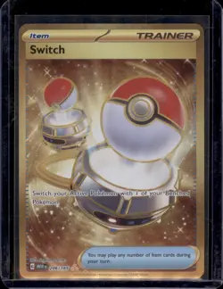 Switch 206/165 – Gold Secret Rare – Trainer Item – NM – Pokemon MEW Set - Image 1