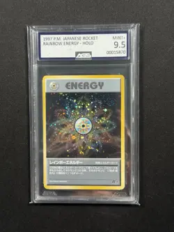 1997 Rainbow Energy Holo (SWIRL) AGS 9.5 Rare Pokemon Japanese Team Rocket - Image 1