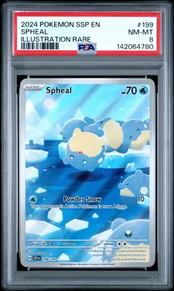 142064780 Spheal 2024 Pokemon Surging Sparks #199 PSA 8 - Image 1