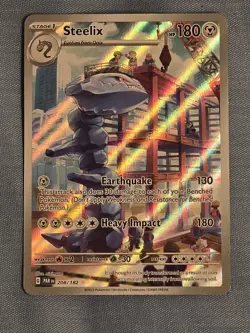 Pokemon TCG Steelix Paradox Rift Holo Card 208/182 Illustration Rare, Near Mint - Image 1