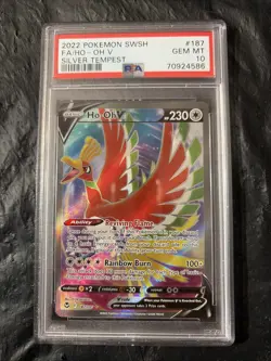 PSA 10 GEM MINT Ho-Oh V 187/195 FULL ART HOLO Silver Tempest Pokemon Card 235 - Image 1