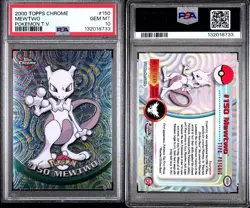 2000 Topps Pokemon Chrome Mewtwo Pokemon TV Card #150 PSA GEM-MT 10 NEW GRADE - Image 3