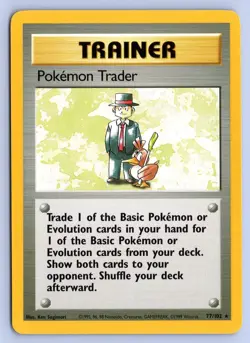 POKEMON TRADER 77/102 RARE BASE SET UNLIMITED POKEMON LP - Image 1