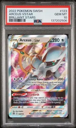2022 POKEMON SWORD & SHIELD BRILLIANT STARS #123/172 ARCEUS VSTAR PSA 10 - Image 1
