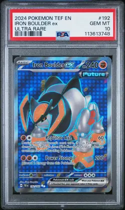 2024 POKEMON TEF EN-TEMPORAL FORCES 192 IRON BOULDER EX ULTRA RARE PSA 10 - Image 1