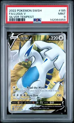 142064858 Lugia V 2022 Pokemon Sword & Shield Silver Tempest #185 PSA 9 - Image 1