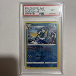 PSA 10 GEM MINT Pokemon TCG Vaporeon Vivid Voltage 030/185 Reverse Holo Rare - Image 1