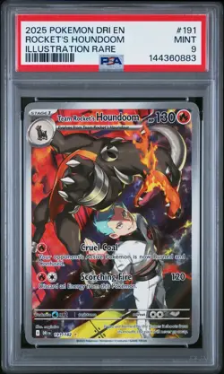 2025 POKEMON DESTINED RIVALS ILLUSTRATION RARE #191 TEAM ROCKET'S HOUNDOOM PSA 9 - Image 1