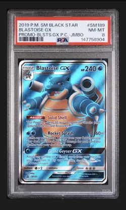2019 POKEMON SM BLACK STAR PROMO #SM189 FULL ART/BLASTOISE GX PSA 8 - Image 1