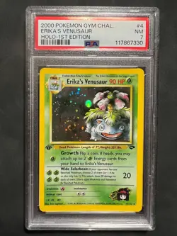 Pokemon Erika's Venusaur 4/132 Gym Challenge Holo 1st Edition PSA 7 - Image 1