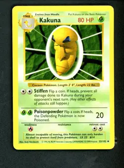 1999 Pokemon Game Base Set Shadowless #33 Kakuna - Image 1