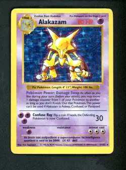 1999 Pokemon Game Base Set Shadowless #1 Alakazam Holo Rare - Image 1