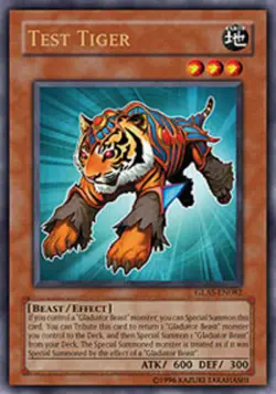 Yugioh! MP Test Tiger - GLAS-EN082 - Ultra Rare - 1st Edition Moderately Played, - Image 1