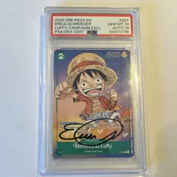 POP 1!🔥 One Piece Monkey.D.Luffy Campaign ExcluAuto PSA GEM MT 10 P-037 Eri… - Image 1