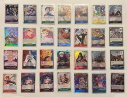 ONE PIECE 28 CARD LOT LEADER SUPER RARE LUFFY NAMI ZORO SANJI BONNEY PRE-ERRATA - Image 1
