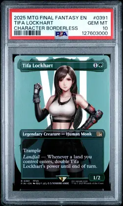 2025 MTG FINAL FANTASY CHARACTER BORDERLESS #0391 TIFA LOCKHART PSA 10 - Image 1