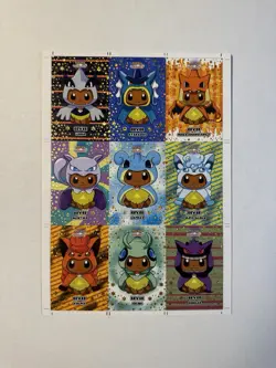 Pokemon Lets Go Eevee Database Ponchos Uncut Sheet Gold Ice Holo US Seller - Image 1