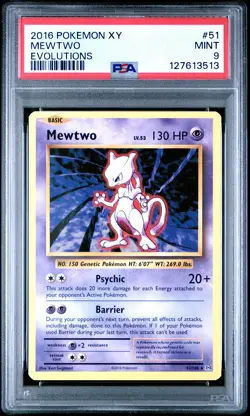 2016 POKEMON XY EVOLUTIONS #51 MEWTWO PSA 9 - Image 1