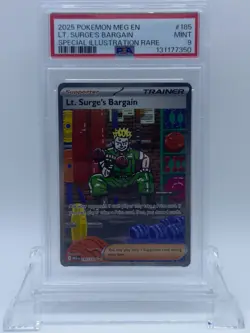 2025 Pokemon Lt. Surge's Bargain #185 PSA 9 Special Illustration Rare SIR - Image 1