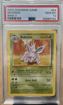 Nidorino Base Set 2 2000 Pokemon TCG 2 PSA 10 GEM MT - Image 1
