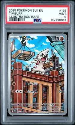 2025 POKEMON BLACK BOLT #125 TIMBURR ILLUSTRATION RARE IR PSA 9 Mint - Image 1