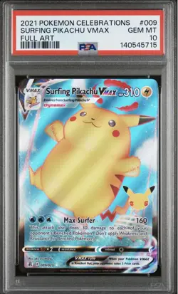 Surfing Pikachu VMAX 009/025 UR Ultra Rare Celebrations SWSH Pokemon TCG PSA 10 - Image 1