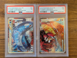2X LOT 2010 Pokemon HGSS Undaunted PSA 1 Kyogre 87 & Groudon 88 Holo SEQUENTIAL - Image 2