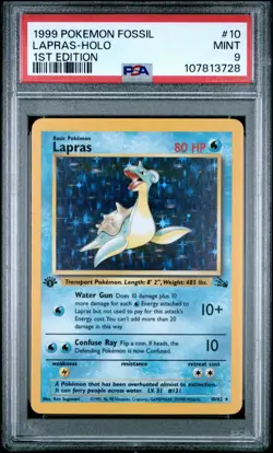 PSA 9 Lapras 1st Edition Fossil Holo Pokemon Card #10 Mint Look - Image 1