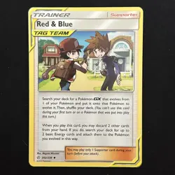 Red & Blue Tag Team 202/236 S&M Cosmic Eclipse Pokemon Card TCG NM - Image 1