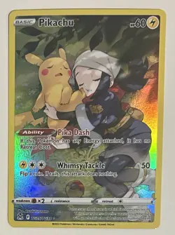 Pikachu Ultra Rare Full Art Holo TG05/TG30 Lost Origin Pokemon Card 60 HP - Image 1
