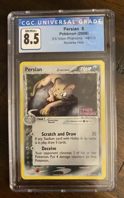CGC 8.5 Persian 2006 EX Holon Phantoms 48/110 Reverse Holo STAMPED Pokemon Card - Image 1