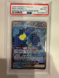 Pokemon TCG Iron Crown EX Prismatic Evolutions Card 158/131 Psa 8 - Image 1