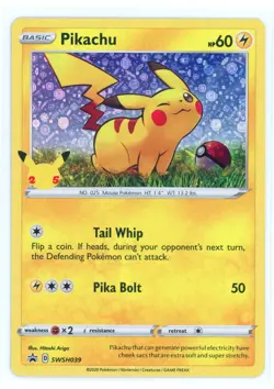 Pokemon Black Star Promo - General Mills Cereal Pikachu - SWSH039 - 25th Stamp - Image 1