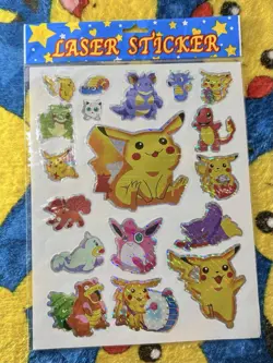 Pokemon Holo Pikachu Vintage Sticker Sheet Pocket Monsters Vending Machine 1998 - Image 3