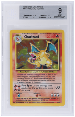 1999 Pokemon Base Set Charizard Holo #4 BGS 9 - Image 1