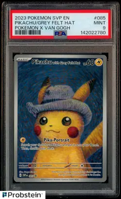 2023 Pokemon SVP EN Pokemon X Van Gogh #085 Pikachu with Grey Felt Hat PSA 9 - Image 1