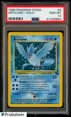 1999 Pokemon Fossil #2 Articuno Holo PSA 10 GEM MINT - Image 1