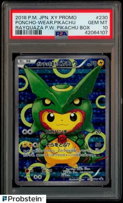 2016 Pokemon JPN XY Promo Rayquaza #230 Poncho-Wearing Pikachu PSA 10 GEM MINT - Image 1