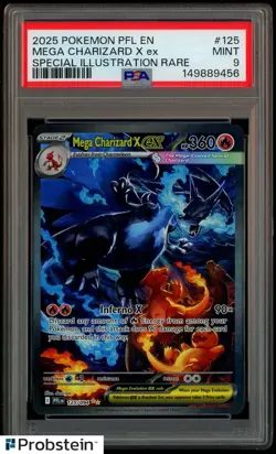 2025 Pokemon PFL EN Special Illustration Rare #125 Mega Charizard X ex PSA 9 - Image 1
