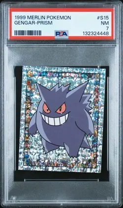 PSA 7 Pokemon 1999 Merlin Sticker Gengar Prism #S15 Low Pop - Image 1