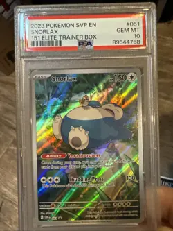 PSA 10 GEM MINT Snorlax ETB SVP 051 Black Star Pokemon 151 2023 English - Image 1