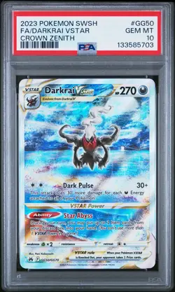 2023 POKEMON SWORD & SHIELD CROWN ZENITH #GG50 FULL ART/DARKRAI VSTAR PSA 10 - Image 1
